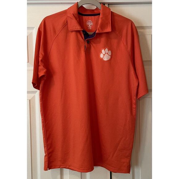 Rivalry Threads 91 Other - Clemson Tigers Polo Men Sz MED Orange Honeycomb Patch College Football Sports